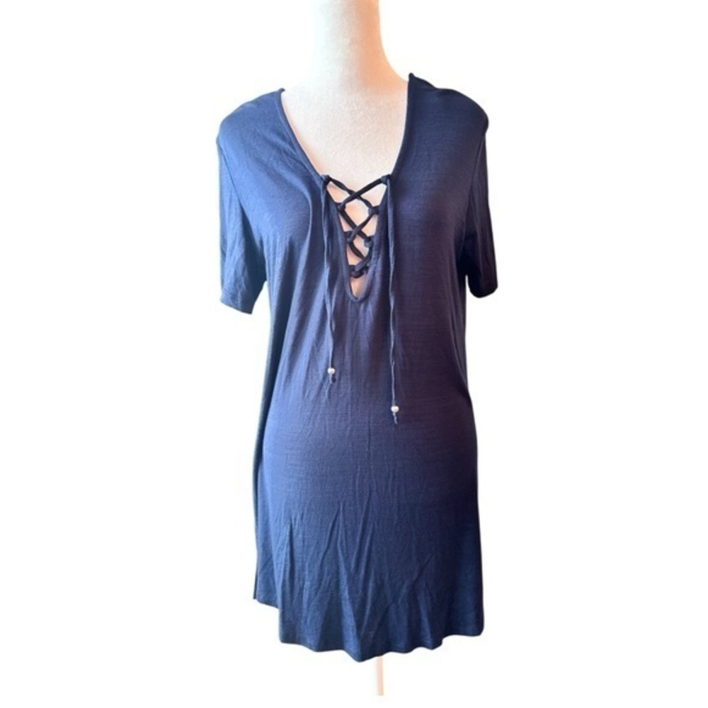 L NWT pacific beach nwt lace up swim suit cover up beach summer dress vaca